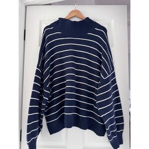 GAP Long Sleeve Striped Navy Chunky Cozy Coastalcore Sweater